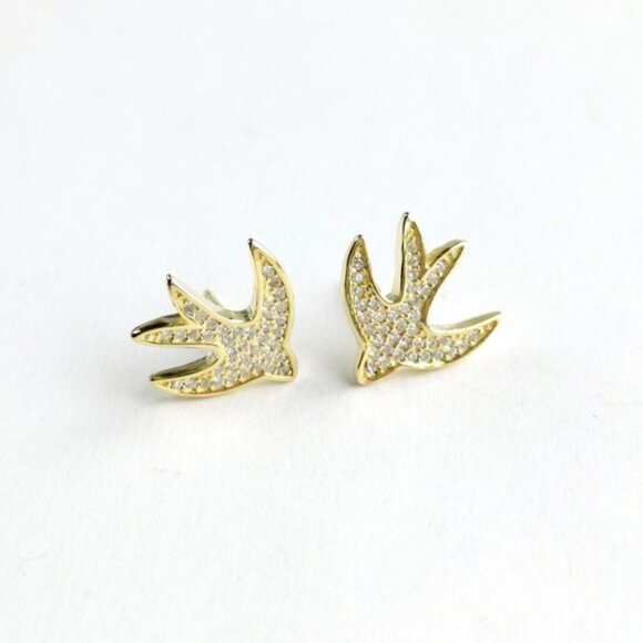 JEM Designs Shop Jewelry - Swallow bird Stud earrings In 14k Gold over Sterling...